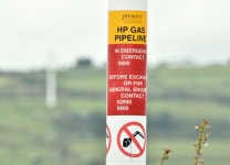 Gas pipeline marker post, Islandmagee... © Albert Bridge :: Geograph Britain and Ireland Gas pipeline marker post, Islandmagee..... 