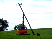 Digger lifts and removes pole, Lislea © Kenneth Allen :: Geograph Britain and Ireland Digger lifts and removes pole, Lislea... 