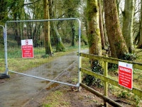 Barrier and notices along the Highway to... © Kenneth Allen cc-by-sa/2.0 :: Geograph Britain and Ireland Barrier and notices... 