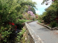 Tarred path ascending towards the car... © Eric Jones cc-by-sa/2.0 :: Geograph Britain and Ireland Tarred path ascending towards... 