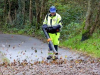 Leaf blowing along the Highway to Health... © Kenneth Allen cc-by-sa/2.0 :: Geograph Britain and Ireland Leaf blowing along the... 