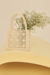 Front Row Shop + Handicraft Faux Pearl Embellished Bag-White