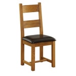 Oak NB003 Dining Chair with Leather Seat - Chocolate... Vancouver Oak NB003 Dining Chair with Leather Seat - Chocolate
