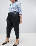 ASOS CURVE + Curve Tapered Leather Look Pants