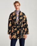 Zara + Floral Puffer Coat