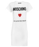 모스키노 여성 원피스 Moschino J0450 0541 LOGO EMBROIDERED... Moschino J0450 0541 LOGO EMBROIDERED COTTON T SHIRT Dress   White... 