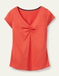 Red J0843-RED | 트렌비 보덴-리퍼브 보덴 탑 브이넥 레드... Ruched V-Neck Top - Cherry Red J0843-RED | 트렌비 | www.trenbe.com