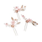 아이앤씨인터내셔널컨셉트-크리스탈 플라워 바비 세트 3-Pc. Gold-Tone Crystal & Imitation Pearl Flower Sprig Bobby Pin Set... 