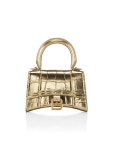 발렌시아가-아워글래스 수퍼 나노 가죽 가방 Hourglass Super Nano Croc-Embossed Leather Top-Handle Bag 0400015294646 GOLD... 