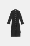 Placket Midi Dress F6836 Black | 트렌비 가니-슬릿 미디 드레스 Gathered Placket Midi Dress F6836 Black | 트렌비 | www.trenbe.com
