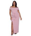 XSCAPE-롱 크레페 Plus Size Long Off-the-Shoulder Scuba Crepe... XSCAPE-롱 크레페 Plus Size Long Off-the-Shoulder Scuba Crepe... 