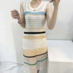 배색 시스루 니트 롱원피스 1color 배색 시스루 니트 롱원피스 1color - 브리치