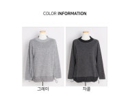 T50335 스트링 배색 티셔츠 엄마옷 중년여성의류 T50335 스트링 배색 티셔츠 엄마옷 중년여성의류 - 브리치