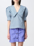 가니-가니 여성 GANNI STRIPED SHIRT WITH BALLOON SLEEVES GANNI White/Orange | 트렌비 가니-가니 여성 GANNI STRIPED SHIRT WITH... 