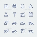 Construction And Building Icon Set In Thin Line by greyj | GraphicRiver Construction And Building Icon Set In Thin Line