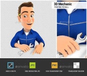 3D Mechanic Pointing to Empty Wall by 3dmask | GraphicRiver 3D Mechanic Pointing to Empty Wall