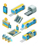 Subway Metro Elements. Entrance Electric Gates by ONYXprj | GraphicRiver Subway Metro Elements. Entrance Electric Gates