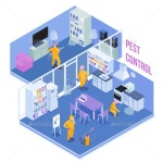 Pest Control Service Isometric Illustration by macrovector | GraphicRiver Pest Control Service Isometric Illustration