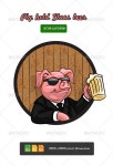 Pig hold glass beer  by makou | GraphicRiver Pig hold glass beer 