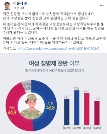 여성징병제 찬성 48.8 - 오르비