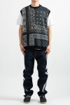 (23SS) 30/-SWT KNIT BANDANNA BIG VEST BLACK - 스컬프스토어 (23SS) 30/-SWT KNIT BANDANNA BIG VEST BLACK