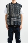 (23SS) 30/-SWT KNIT BANDANNA BIG VEST BLACK - 스컬프스토어 (23SS) 30/-SWT KNIT BANDANNA BIG VEST BLACK