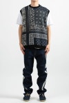 (23SS) 30/-SWT KNIT BANDANNA BIG VEST BLACK - 스컬프스토어 (23SS) 30/-SWT KNIT BANDANNA BIG VEST BLACK