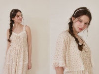 LUNALUZ STUDIO-여성 비올렛로즈 원피스 가디건 홈웨어 세트│삼성물산 온라인몰 SSF Shop 여성 비올렛로즈 원피스 가디건 홈웨어 세트