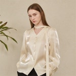 [누브] Slim Line Scarf Blouse - Cream - 주식회사 패션지오 [누브] Slim Line Scarf Blouse - Cream