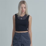 [무아르모아] Double sleeveless top -black - 주식회사 패션지오 [무아르모아] Double sleeveless top -black