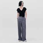 [리이] BELT WAIST DETAIL WIDE LEG TROUSERS GRAY - 주식회사 서울쇼룸 [리이] BELT WAIST DETAIL WIDE LEG TROUSERS GRAY