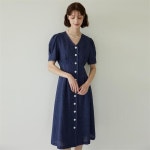 [에프코코로미즈] V neck linen daily dress NA - 주식회사 서울쇼룸 [에프코코로미즈] V neck linen daily dress NA