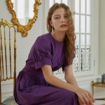 [일루스트리스일루전] PURPLE PETAL SLEEVE DRESS - 주식회사 서울쇼룸 [일루스트리스일루전] PURPLE PETAL SLEEVE DRESS