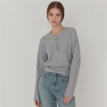 [씨엘로] BUTTON RIBBED SWEATSHIRT GRAY - 주식회사 패션지오 [씨엘로] BUTTON RIBBED SWEATSHIRT GRAY