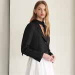 [에프코코로미즈] coco scarf crop jacket BK - 주식회사 패션지오 [에프코코로미즈] coco scarf crop jacket BK