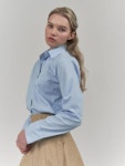 [줄리앤 데이지] Logo Embo Crop Shirts _ Sky Blue - 주식회사 서울쇼룸 [줄리앤 데이지] Logo Embo Crop Shirts _  Sky Blue