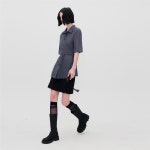 [리이] WRAP WAIST SHIRRED BLOUSE CHARCOAL - 주식회사 서울쇼룸 [리이] WRAP WAIST SHIRRED BLOUSE CHARCOAL