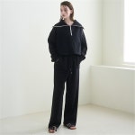 주식회사 누베베 | [누브] Wide Collar Zip Up T Set-up - Black - 주식회사 패션지오 [누브] Wide Collar Zip Up T Set-up - Black
