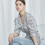 [와이제이] CHECK AND LACE COTTON BLOUSE - 주식회사 패션지오 [와이제이] CHECK AND LACE COTTON BLOUSE
