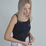 [무아르모아] oblique String Sleeveless Top-black - 주식회사 패션지오 [무아르모아] oblique String Sleeveless Top-black