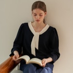 [플로브] ALICE BLOUSE_NAVY - 주식회사 패션지오 [플로브] ALICE BLOUSE_NAVY