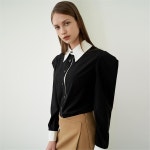 [와이제이] WHITE COLLAR BLACK SHIRTS - 주식회사 패션지오 [와이제이] WHITE COLLAR BLACK SHIRTS