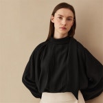 [누브] Two Tuck Scarf Blouse - Black - 주식회사 패션지오 [누브] Two Tuck Scarf Blouse - Black