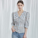 [와이제이] CHECK AND LACE COTTON BLOUSE - 주식회사 패션지오 [와이제이] CHECK AND LACE COTTON BLOUSE