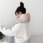 블루씨티 [오버사이즈] 크림 스퀘어 체크 롱 머플러 목도리 5color