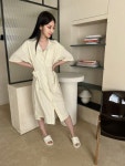 쥬디엘 아이보리 반팔 컴포트 빅사이즈 여성 임산부 수유 원피스 파자마
