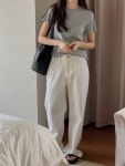디투링크 리브레 봄신상 베이직 티셔츠 여성 랍빠 라운드 코튼 무지 캡소매 미니멀 반팔티(86292)