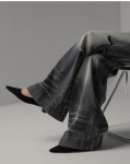 누아뮤트 [MADE] 줄라잇 워싱 프린지 핀턱 와이드 부츠컷 데님 팬츠 WASHING FRINGED PINTUCK WIDE BOOTCUT JEANS