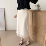 유라타임 [L제작/하객룩] 플랑 시스루 레이어드 H라인 롱 스커트