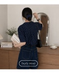 데이플라이 데이플라이무드 빈티지 네이비 플라워 퍼프 블라우스